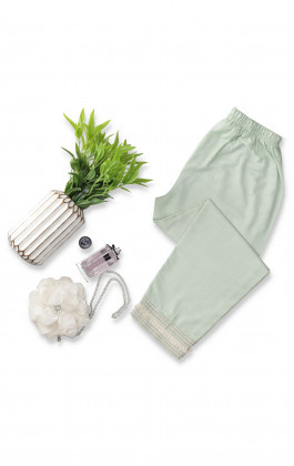 Green Printed Khaddar Straight Pant